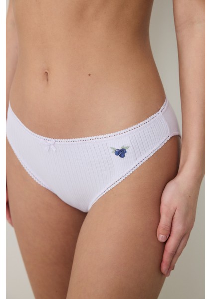 Pointelle Pamuklu Açık Lila Slip Külot
