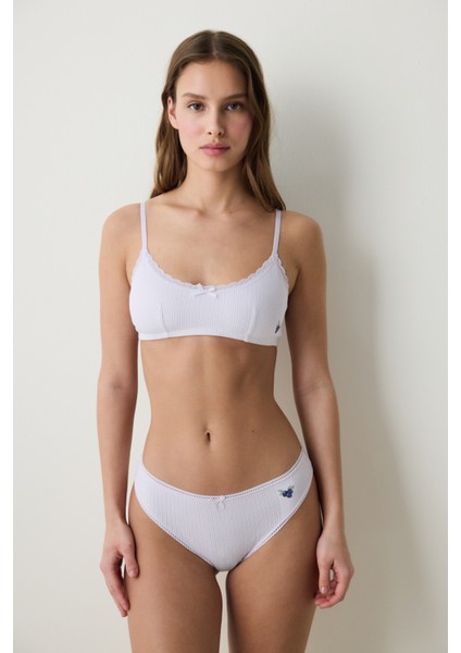 Pointelle Pamuklu Açık Lila Slip Külot