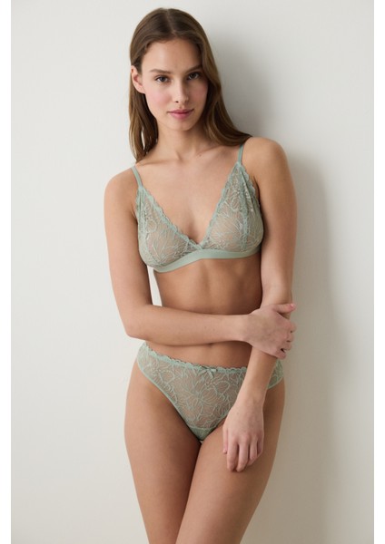 Triangle Lace Yeşil Sütyen