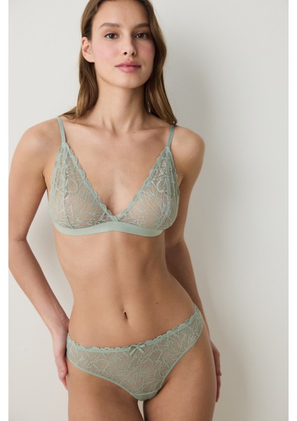 Triangle Lace Yeşil Sütyen