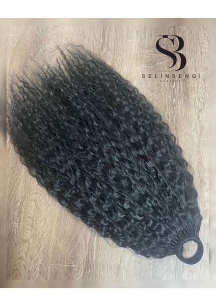 Rus Afro Dalgası Lastikli At Kuyruğu Saç Tokası - Siyah