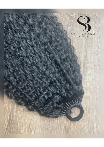 Rus Afro Dalgası Lastikli At Kuyruğu Saç Tokası - Siyah fiyatları