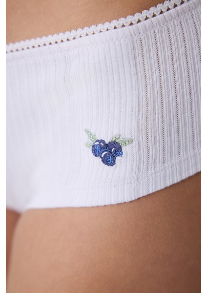Pointelle Pamuklu Hipster Açık Lila Külot