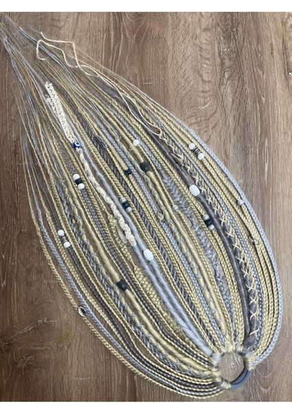 Rasta Mix Afrika Örgü Toka 35'li 50CM - Platin & Gri Tonları