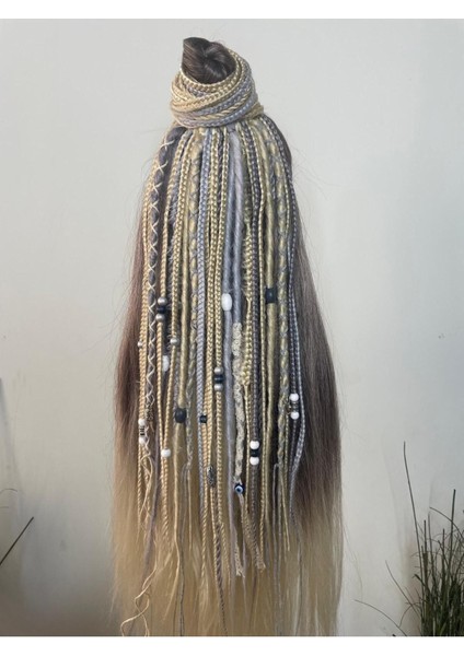 Rasta Mix Afrika Örgü Toka 35'li 50CM - Platin & Gri Tonları modelleri