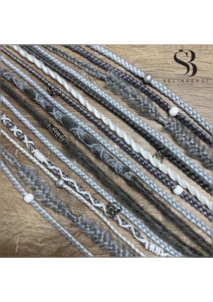 Rastalı Afrika Örgülü Toka 15 Li - Grinin Tonları & Beyaz modelleri