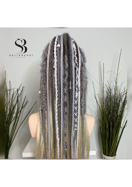 Rastalı Afrika Örgülü Toka 15 Li - Grinin Tonları & Beyaz indirimleri