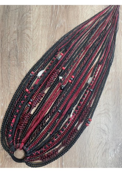 Rasta Mix Afrika Örgü Toka 25'li 50CM - Siyah & Kızıl
