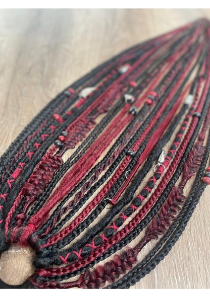 Rasta Mix Afrika Örgü Toka 25'li 50CM - Siyah & Kızıl modelleri