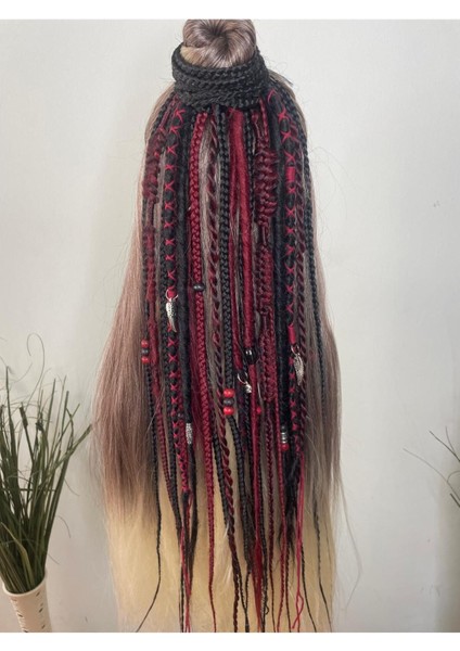 Rasta Mix Afrika Örgü Toka 25'li 50CM - Siyah & Kızıl fırsatları