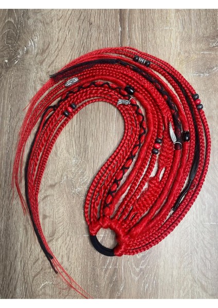 Rasta Mix Afrika Örgü Toka 15'li 50CM - Kırmızı