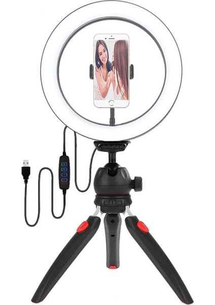 Ensiga Masa Üstü Işık Ring Light 10 Inç LED Mini Masa Tripodlu Video Stüdyo Makyaj Işığı