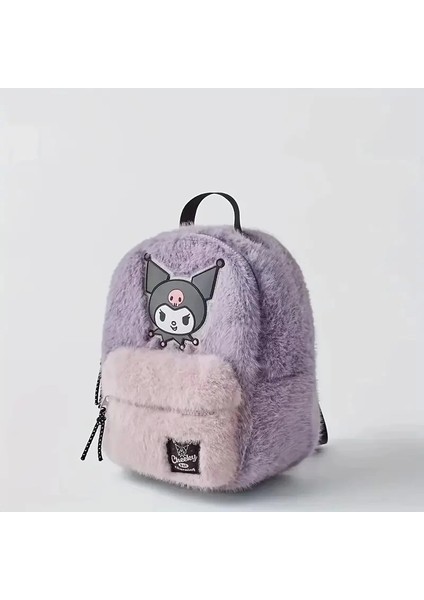 Kuromi Peluş Sırt Çantası Pembe - Mor Kaliteli Sevimli Karikatür Tasarım, Ayarlanabilir Askı Hafif Günlük Kullanım & Hediye Çanta