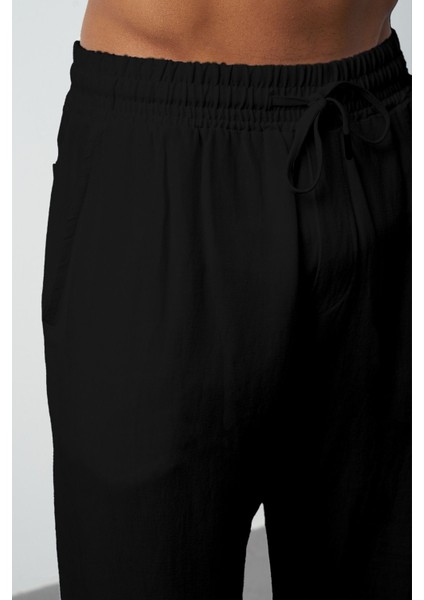 Yıkamalı Keten Baggy Erkek Pantolon