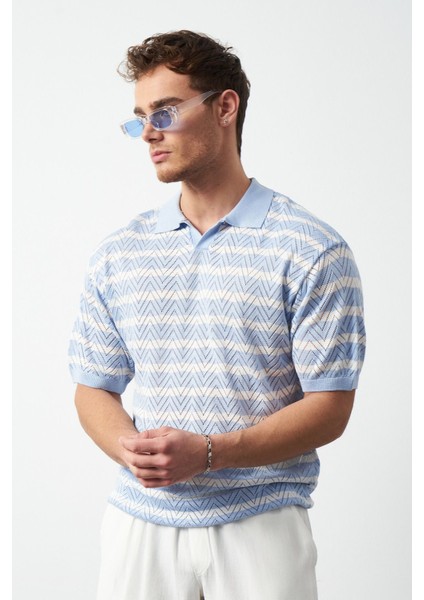 Çizgili Regular Fit Ince Triko Erkek T-Shirt