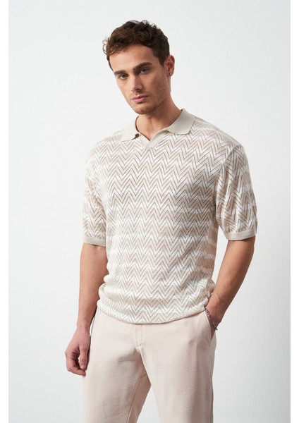 Çizgili Regular Fit Ince Triko Erkek T-Shirt modelleri