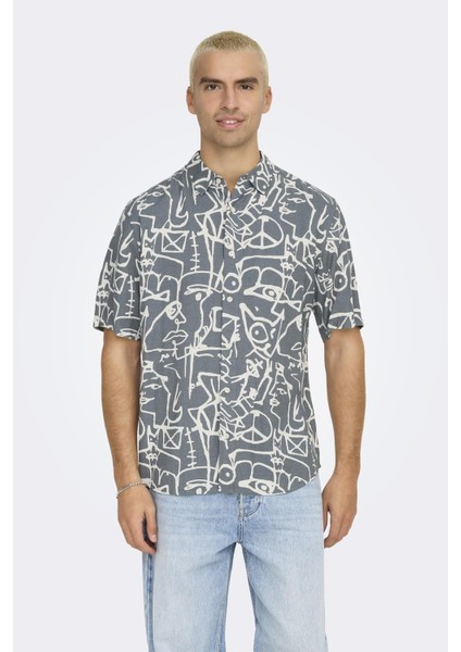 Onsbud Lıfe Ss Slım Aop Vısc/lın Shırt indirimleri