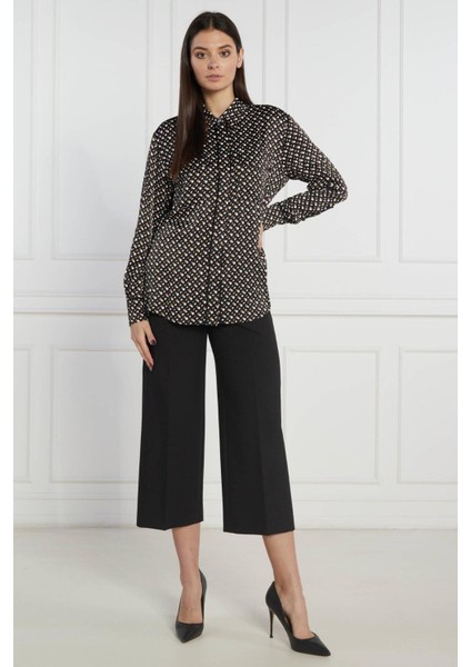 Monogram Desenli Regular Fit Kadın Gömlek Çok Renkli