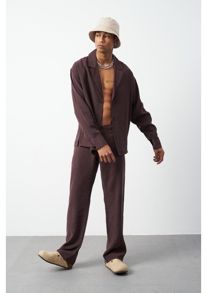 Süet Desenli Modal Baggy Erkek Pantolon