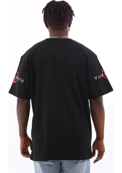 Unisex Oversize Baskılı Bisiklet Yaka Tshirt