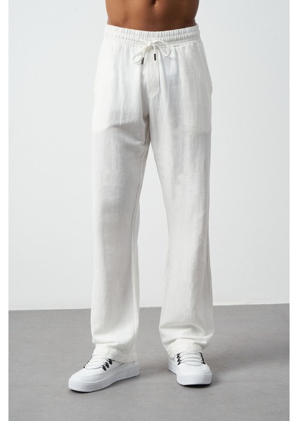 Yıkamalı Keten Baggy Erkek Pantolon