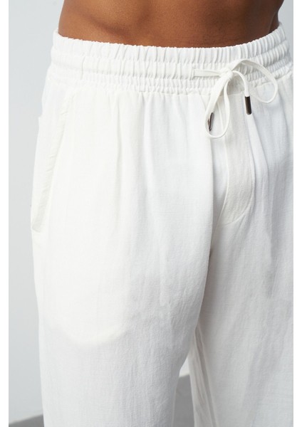 Yıkamalı Keten Baggy Erkek Pantolon