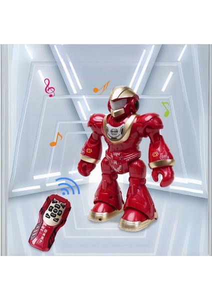 Uzaktan Kumandalı Full Fonksiyon Işıklı Sesli Müzikli Hareketli Pilli Interaktif Dansçı Robot Kırmızı