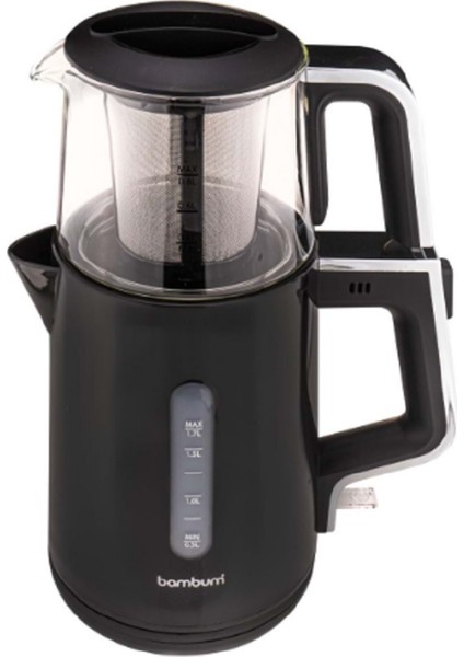 Cam Demlikli Çay Makinesi Siyah B6046