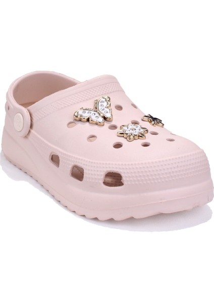 DJA75-205 Ekru Taşlı Ortopedik Günlük Kız Çocuk Cross Spor Terlik