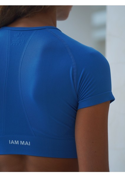 Mai Rufus Mavi Kısa Kollu Crop Top
