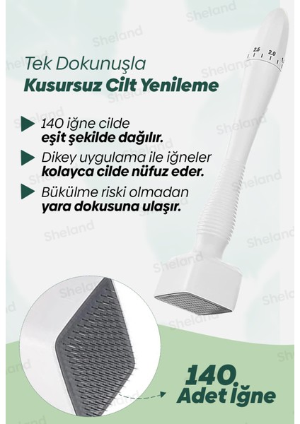 Dermastamp 140 Titanyum Iğneli , Ayarlanabilir 10 Iğne Ölçülü 0.25 mm - 3.00 mm modelleri