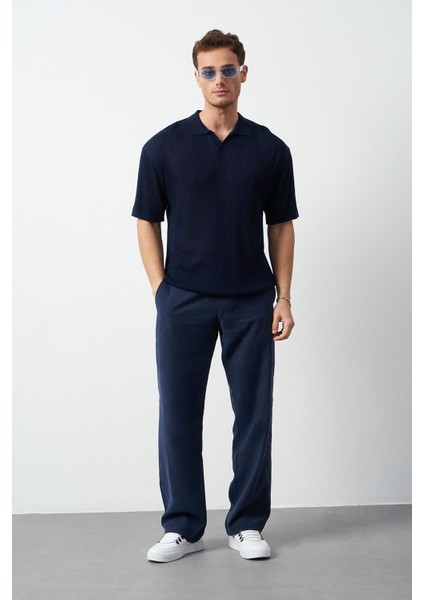 Oversize Polo Yaka Ince Triko Erkek T-Shirt