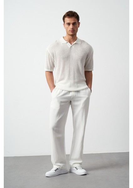 Oversize Polo Yaka Ince Triko Erkek T-Shirt