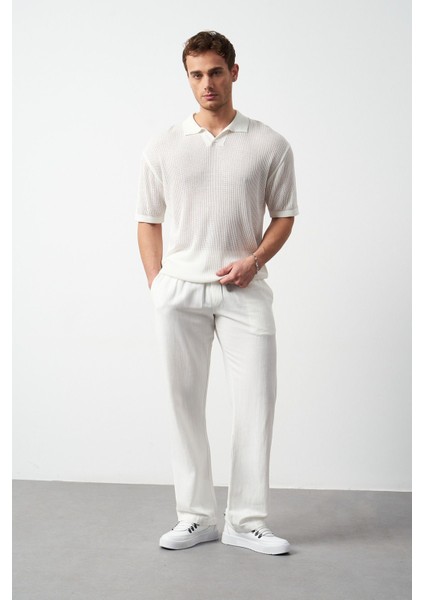Oversize Polo Yaka Ince Triko Erkek T-Shirt