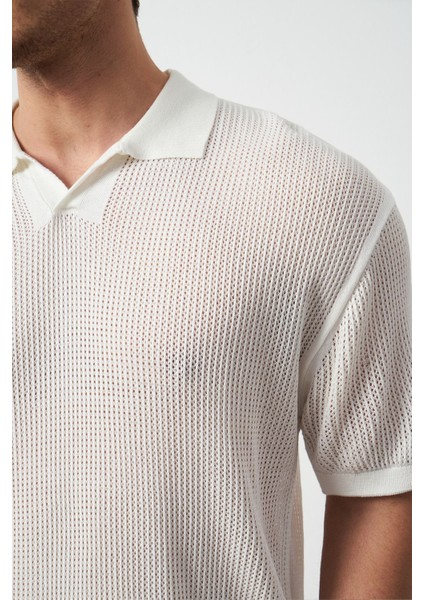 Oversize Polo Yaka Ince Triko Erkek T-Shirt