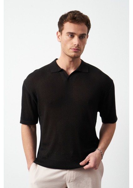 Oversize Polo Yaka Ince Triko Erkek T-Shirt