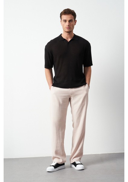 Oversize Polo Yaka Ince Triko Erkek T-Shirt