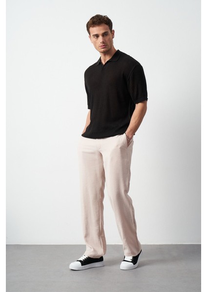 Oversize Polo Yaka Ince Triko Erkek T-Shirt