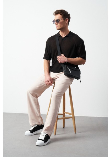 Oversize Polo Yaka Ince Triko Erkek T-Shirt