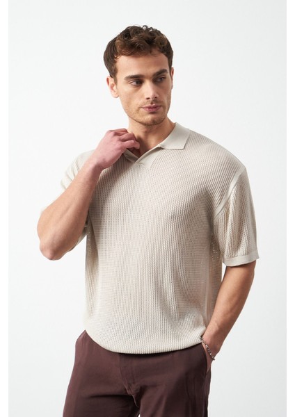Oversize Polo Yaka Ince Triko Erkek T-Shirt