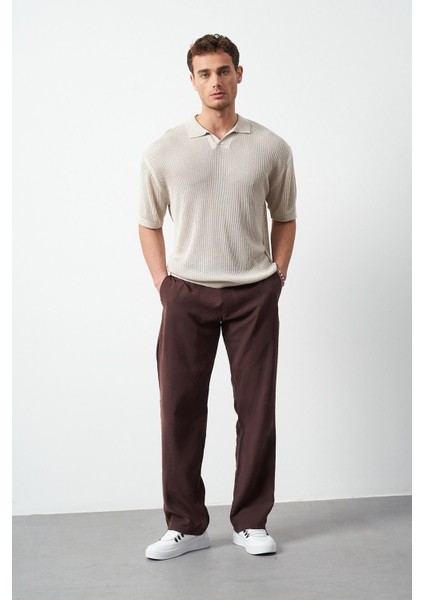 Oversize Polo Yaka Ince Triko Erkek T-Shirt