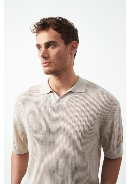 Oversize Polo Yaka Ince Triko Erkek T-Shirt