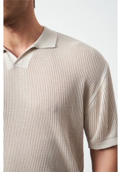 Oversize Polo Yaka Ince Triko Erkek T-Shirt