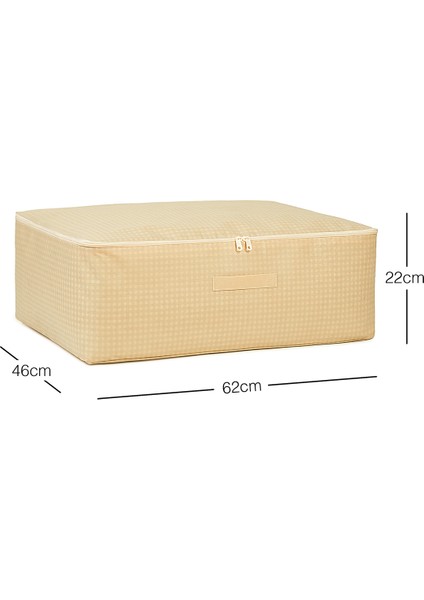 4'lü Büyük Boy Bej Pötikare Baza Altı Hurç Set 62 x 46 x 22 cm