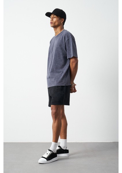 3 Iplik Efekt Yıkamalı Bermuda Erkek Şort