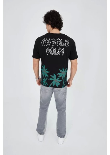 Erkek Baskılı Bisiklet Yaka Tshirt