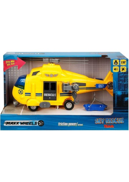 Maxx Wheels Sesli ve Işıklı Kurtarma Helikopteri 28CM - Sarı
