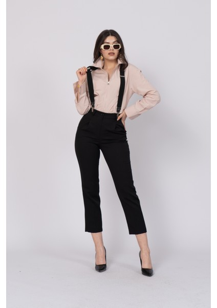 Önü Fermuarlı Belden Dar Gömlek 70026