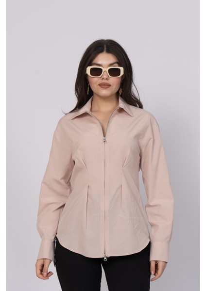 Önü Fermuarlı Belden Dar Gömlek 70026 modelleri