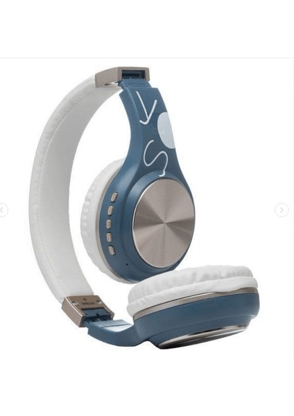 SY-BT1607 Bluetooth 5.3 Kulaküstü Katlanabilir Mikrofonlu Kulaklık Kablosuz Sd Kart Girişi Aux Mavi